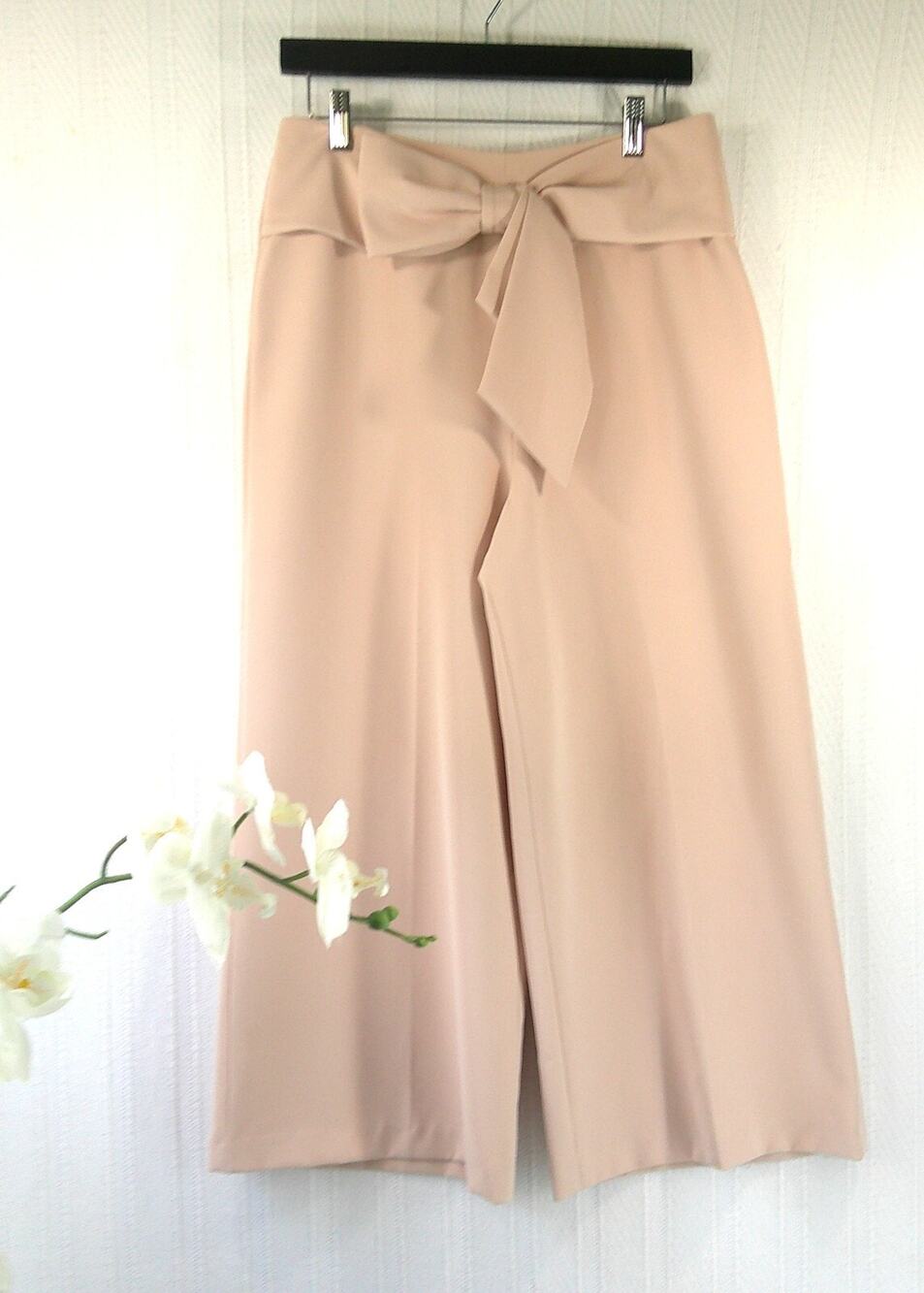 Antonio Melani Blush Pink High Waist Wide Leg Cropped Dress Pants Trouser Size 6